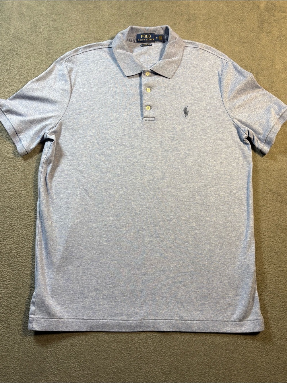 Polo by Ralph Lauren Heathered Light Blue Short-Sleeve Polo